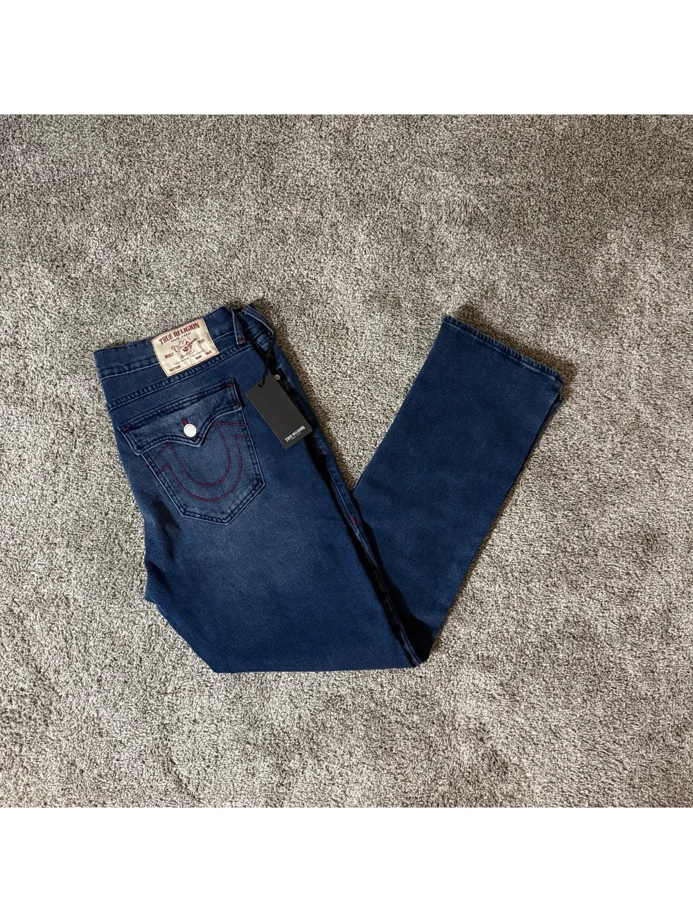 True Religion Men's Dark Blue Straight Leg Jeans Size 33 with Tags